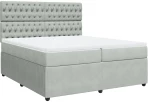 vidaXL Κρεβάτι Boxspring με Στρώμα Ανοιχτό Γκρι 200x200 εκ. Βελούδινο