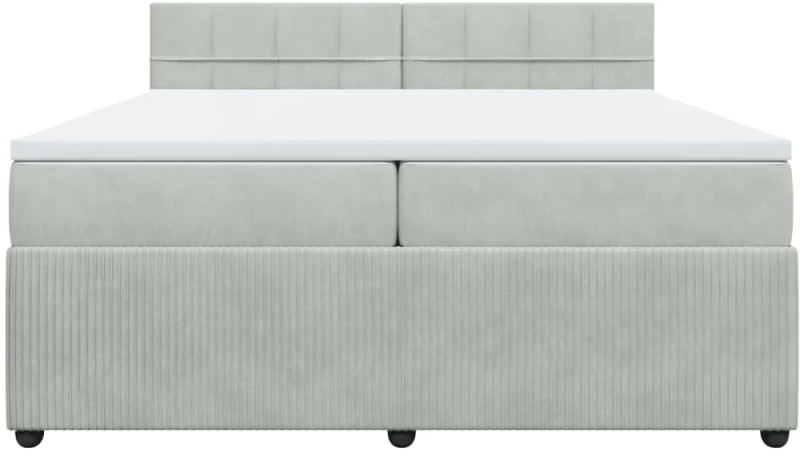 vidaXL Κρεβάτι Boxspring με Στρώμα Ανοιχτό Γκρι 200x200 εκ. Βελούδινο