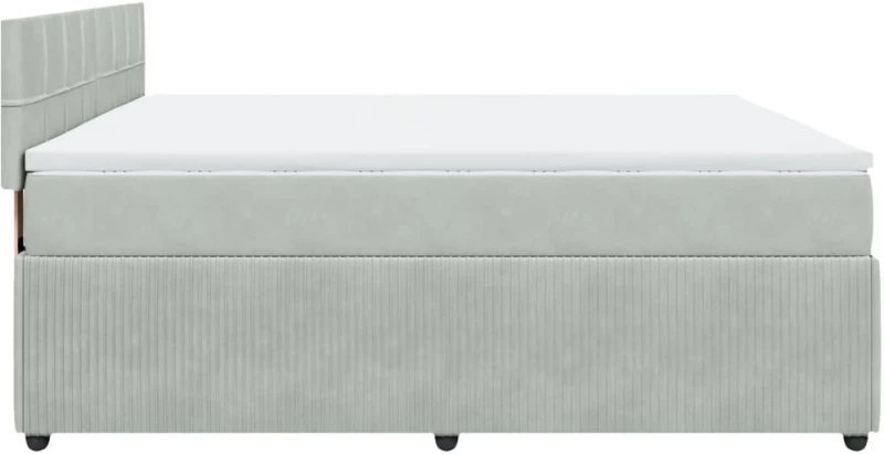 vidaXL Κρεβάτι Boxspring με Στρώμα Ανοιχτό Γκρι 200x200 εκ. Βελούδινο
