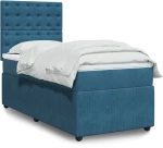 vidaXL Κρεβάτι Boxspring με Στρώμα Σκούρο Μπλε 100x200 εκ. Βελούδινο