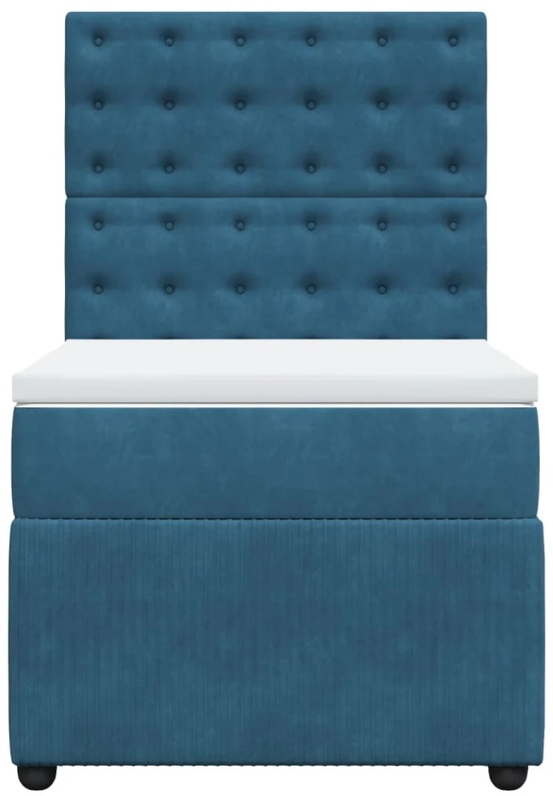 vidaXL Κρεβάτι Boxspring με Στρώμα Σκούρο Μπλε 100x200 εκ. Βελούδινο