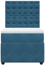 vidaXL Κρεβάτι Boxspring με Στρώμα Σκούρο Μπλε 100x200 εκ. Βελούδινο