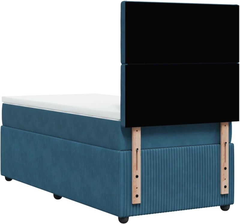 vidaXL Κρεβάτι Boxspring με Στρώμα Σκούρο Μπλε 100x200 εκ. Βελούδινο