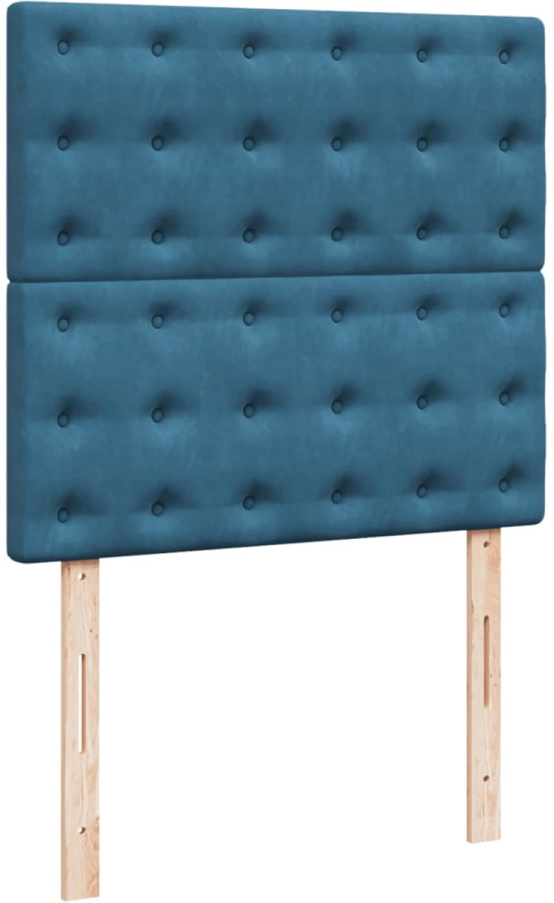 vidaXL Κρεβάτι Boxspring με Στρώμα Σκούρο Μπλε 100x200 εκ. Βελούδινο