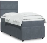 vidaXL Κρεβάτι Boxspring με Στρώμα Σκούρο Γκρι 90x200 εκ. Βελούδινο