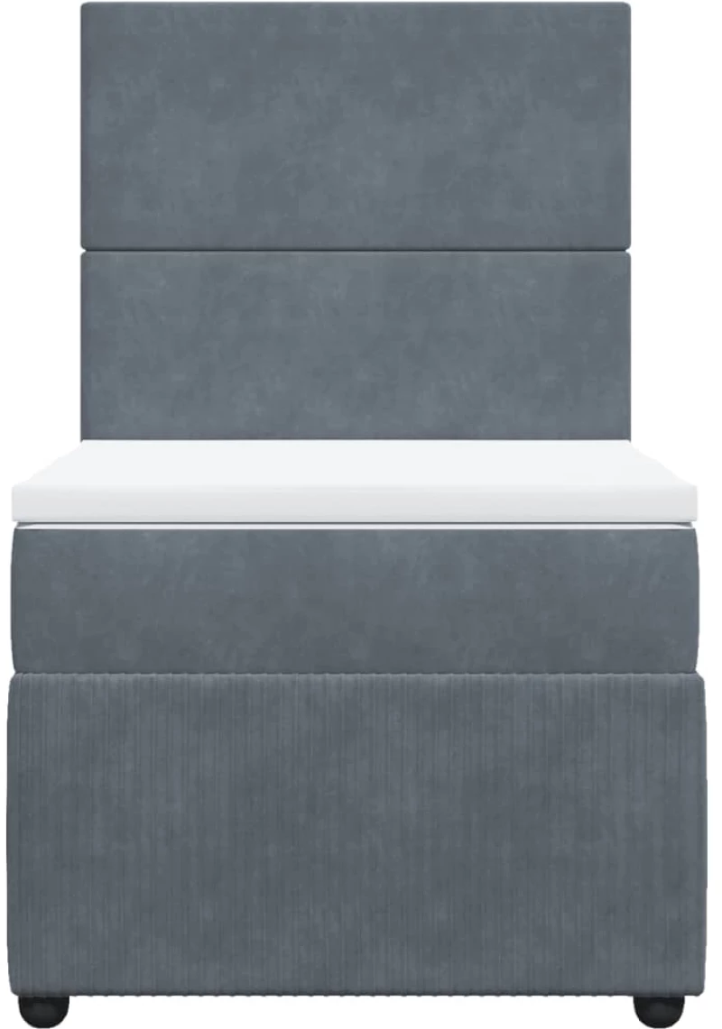 vidaXL Κρεβάτι Boxspring με Στρώμα Σκούρο Γκρι 90x200 εκ. Βελούδινο