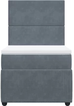 vidaXL Κρεβάτι Boxspring με Στρώμα Σκούρο Γκρι 90x200 εκ. Βελούδινο
