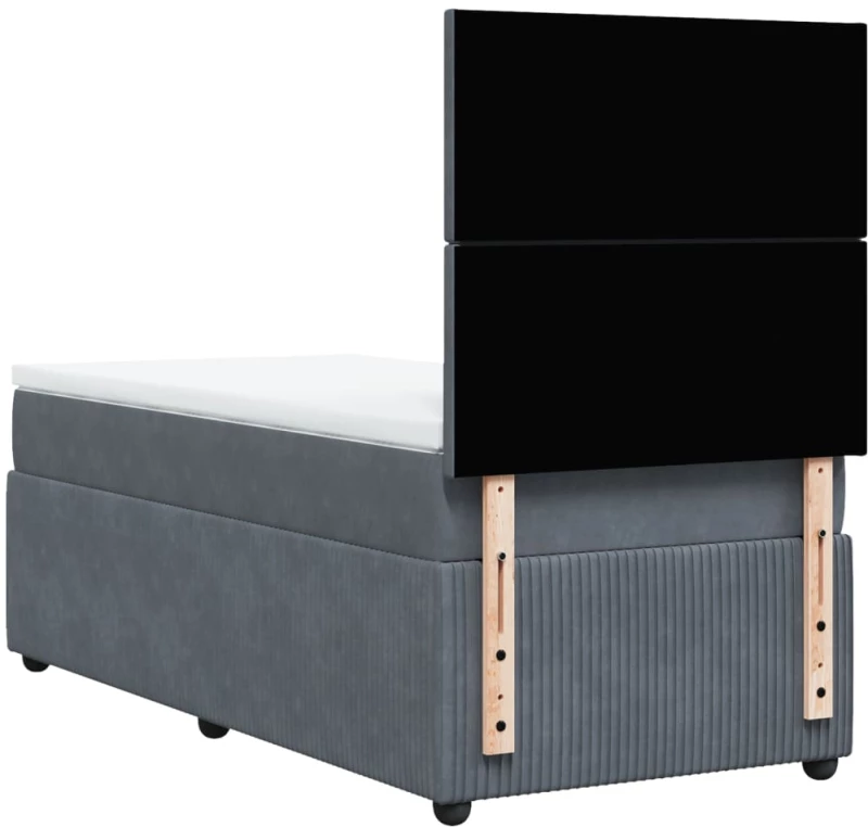 vidaXL Κρεβάτι Boxspring με Στρώμα Σκούρο Γκρι 90x200 εκ. Βελούδινο