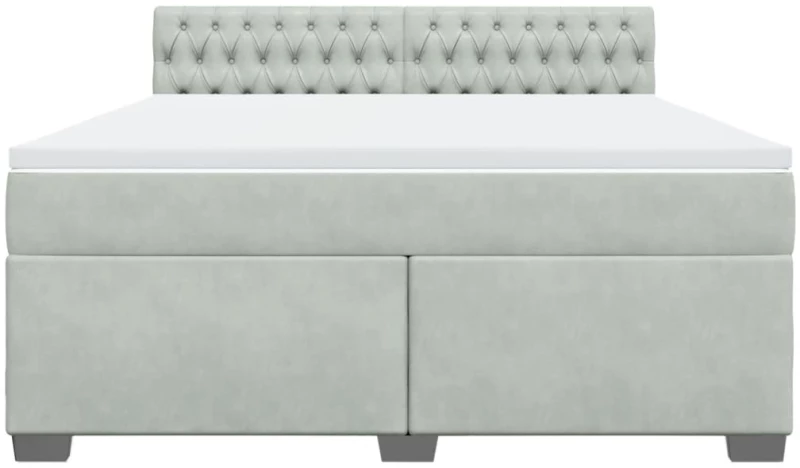 vidaXL Κρεβάτι Boxspring με Στρώμα Ανοιχτό Γκρι 180x200 εκ. Βελούδινο