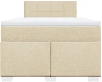vidaXL Κρεβάτι Boxspring με Στρώμα Κρεμ 120x200 εκ. Υφασμάτινο