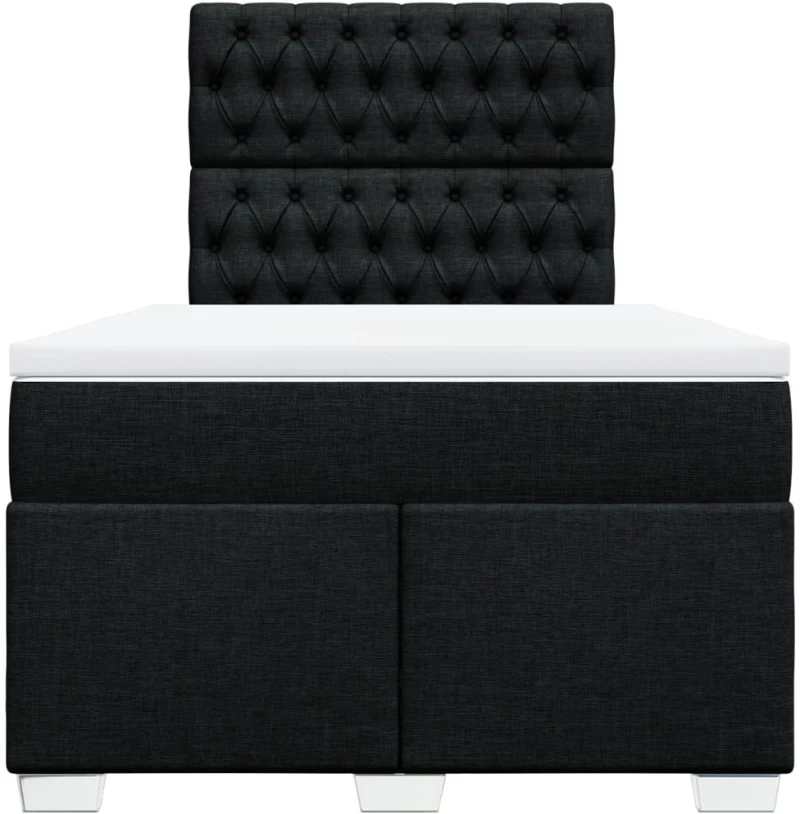 vidaXL Κρεβάτι Boxspring με Στρώμα Μαύρο 120x190 εκ. Υφασμάτινο