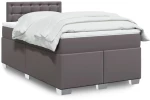 vidaXL Κρεβάτι Boxspring με Στρώμα Γκρι 120x190εκ. από Συνθετικό Δέρμα