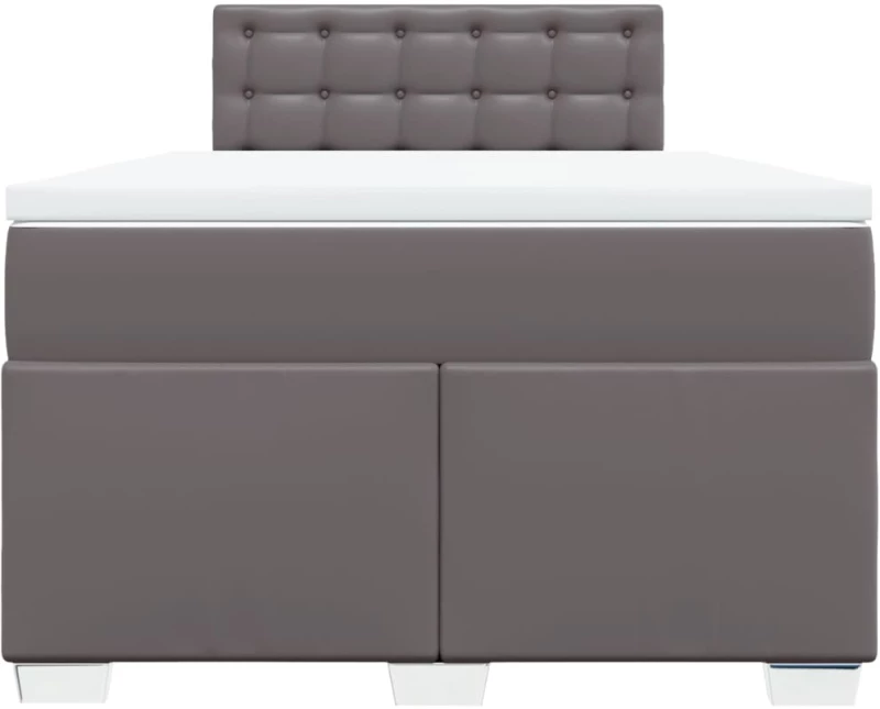 vidaXL Κρεβάτι Boxspring με Στρώμα Γκρι 120x190εκ. από Συνθετικό Δέρμα