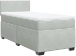 vidaXL Κρεβάτι Boxspring με Στρώμα Ανοιχτό Γκρι 90x200 εκ. Βελούδινο