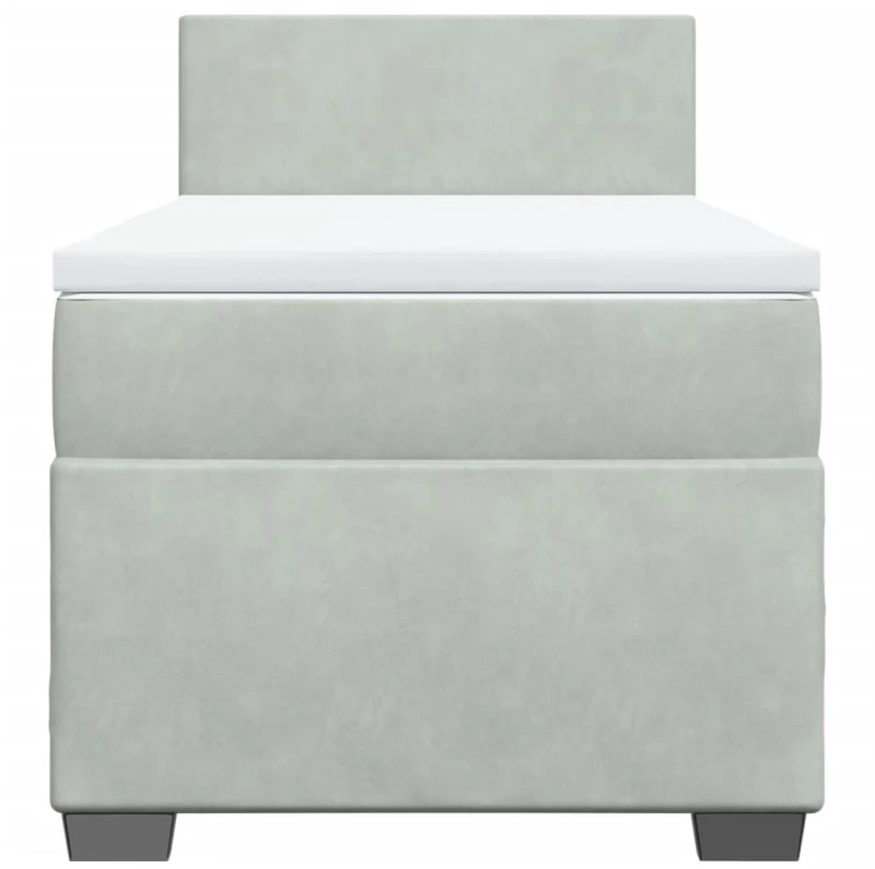 vidaXL Κρεβάτι Boxspring με Στρώμα Ανοιχτό Γκρι 90x200 εκ. Βελούδινο