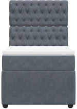 vidaXL Κρεβάτι Boxspring με Στρώμα Σκούρο Γκρι 100x200 εκ. Βελούδινο