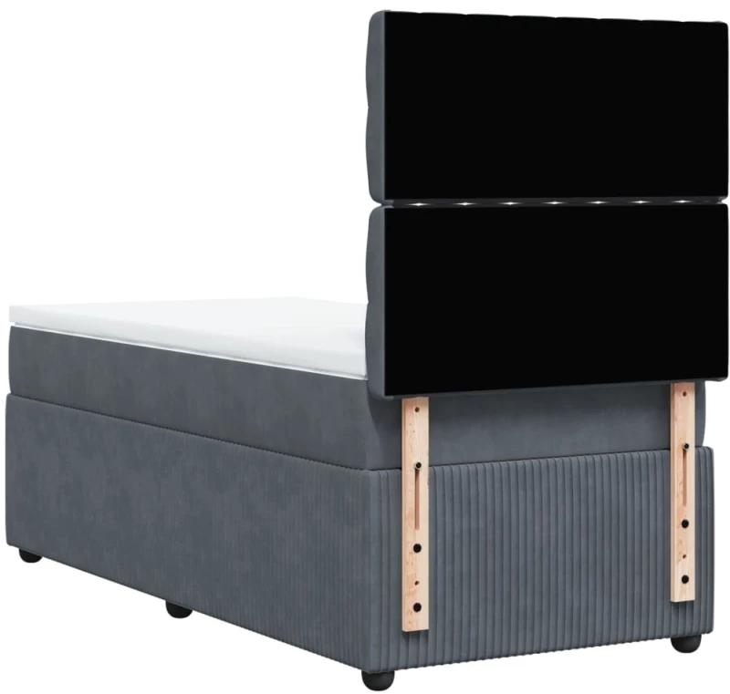 vidaXL Κρεβάτι Boxspring με Στρώμα Σκούρο Γκρι 100x200 εκ. Βελούδινο