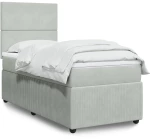 vidaXL Κρεβάτι Boxspring με Στρώμα Ανοιχτό Γκρι 90x190 εκ. Βελούδινο