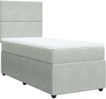 vidaXL Κρεβάτι Boxspring με Στρώμα Ανοιχτό Γκρι 90x190 εκ. Βελούδινο