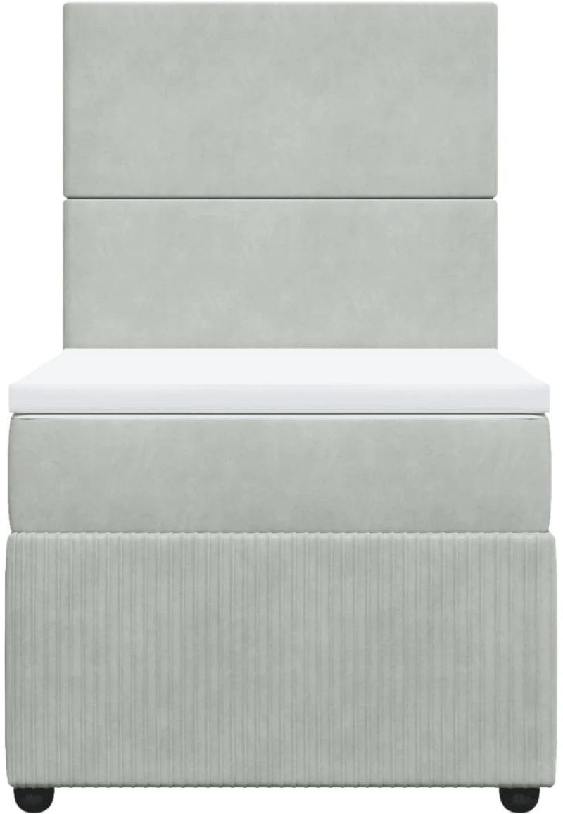 vidaXL Κρεβάτι Boxspring με Στρώμα Ανοιχτό Γκρι 90x190 εκ. Βελούδινο