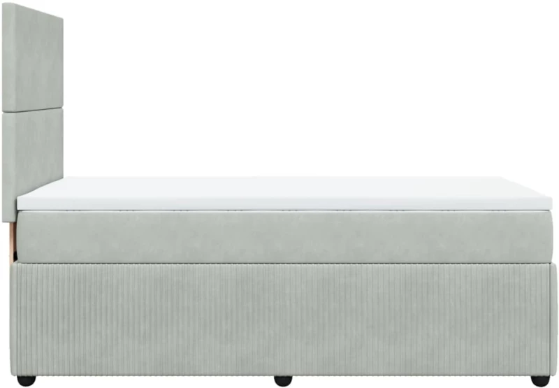 vidaXL Κρεβάτι Boxspring με Στρώμα Ανοιχτό Γκρι 90x190 εκ. Βελούδινο