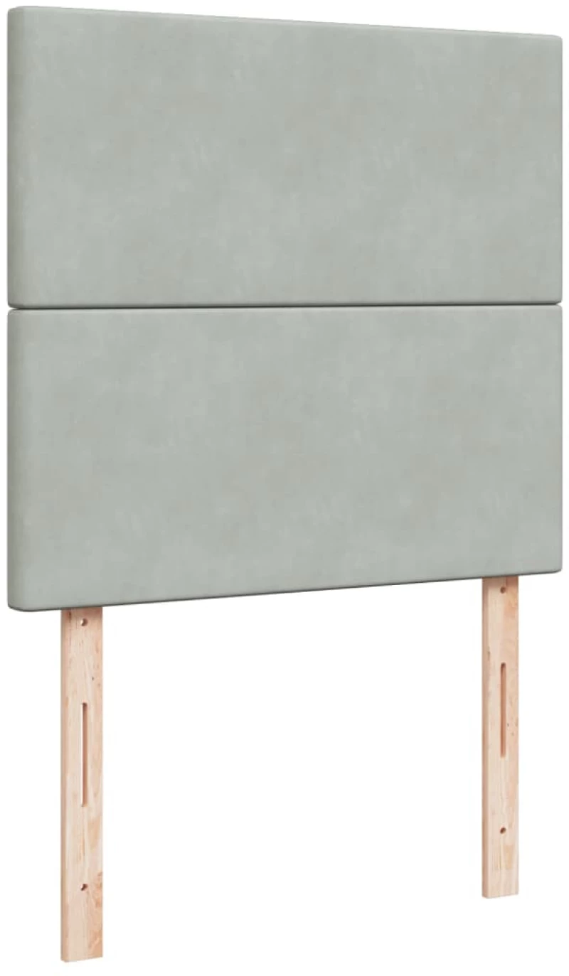 vidaXL Κρεβάτι Boxspring με Στρώμα Ανοιχτό Γκρι 90x190 εκ. Βελούδινο