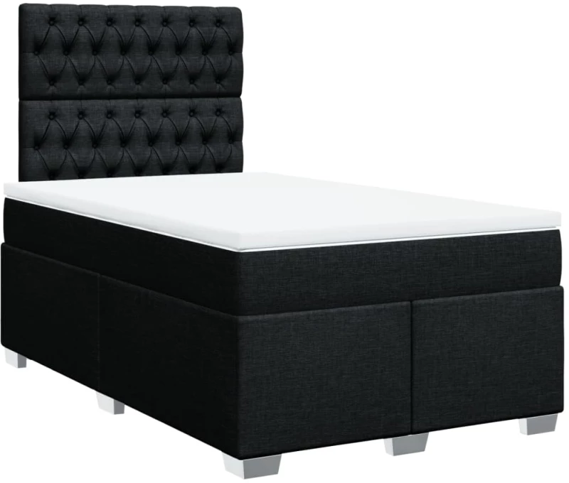 vidaXL Κρεβάτι Boxspring με Στρώμα Μαύρο 120x200 εκ. Υφασμάτινο