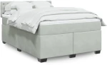 vidaXL Κρεβάτι Boxspring με Στρώμα Ανοιχτό Γκρι 140x200 εκ. Βελούδινο