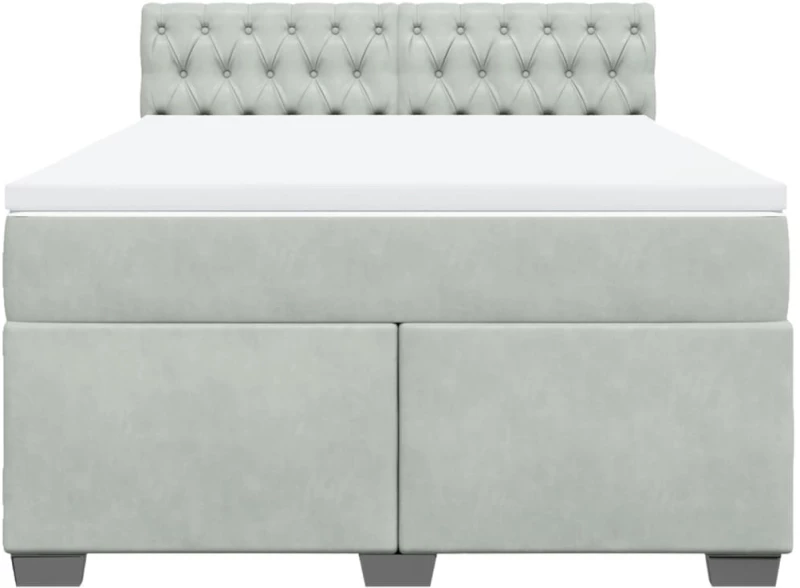 vidaXL Κρεβάτι Boxspring με Στρώμα Ανοιχτό Γκρι 140x200 εκ. Βελούδινο