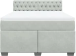 vidaXL Κρεβάτι Boxspring με Στρώμα Ανοιχτό Γκρι 140x200 εκ. Βελούδινο