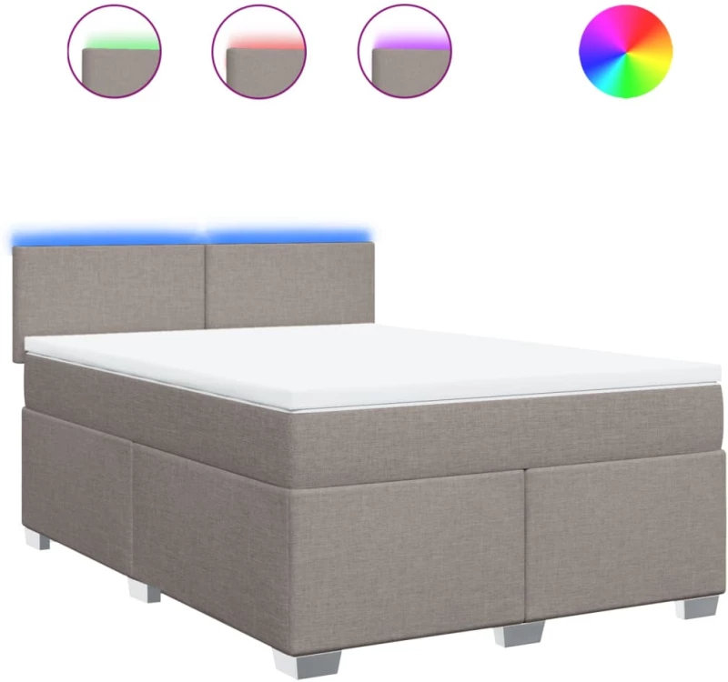 vidaXL Κρεβάτι Boxspring με Στρώμα Taupe 140x200 εκ. Υφασμάτινο