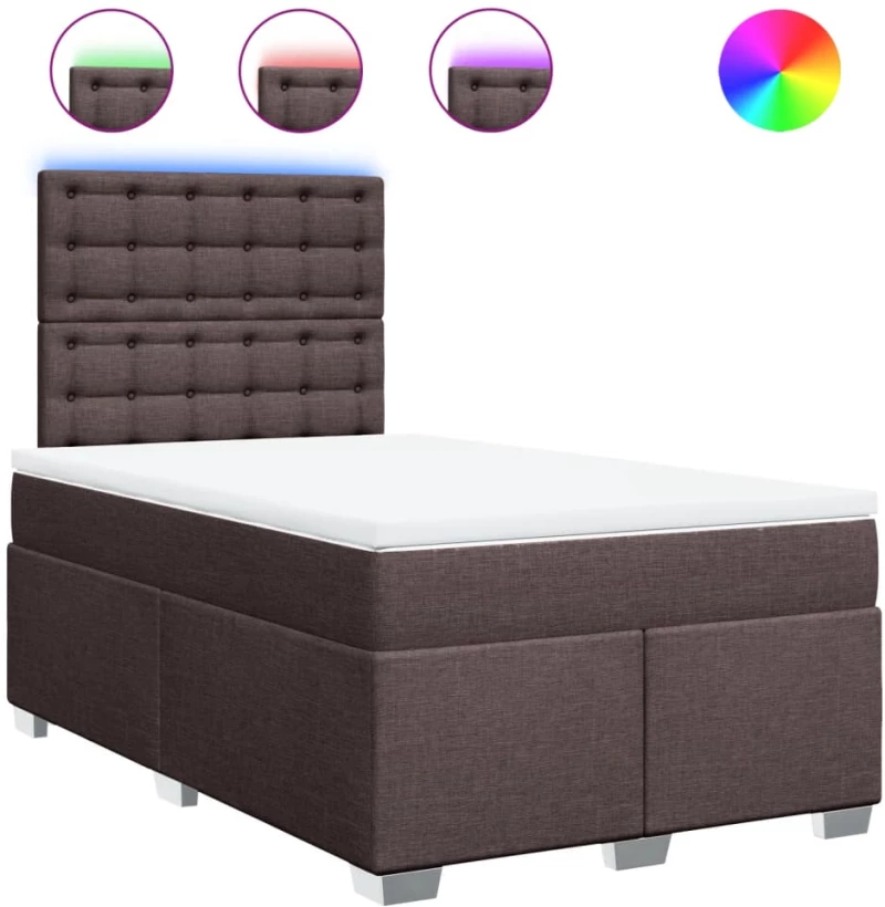 vidaXL Κρεβάτι Boxspring με Στρώμα Σκούρο Καφέ 120x190 εκ Υφασμάτινο
