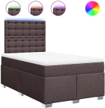 vidaXL Κρεβάτι Boxspring με Στρώμα Σκούρο Καφέ 120x190 εκ Υφασμάτινο