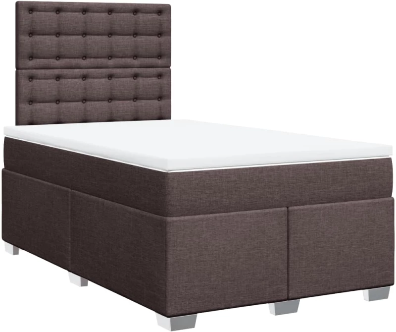 vidaXL Κρεβάτι Boxspring με Στρώμα Σκούρο Καφέ 120x190 εκ Υφασμάτινο