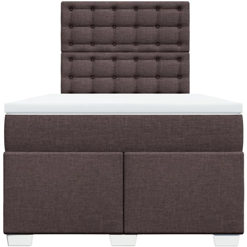 vidaXL Κρεβάτι Boxspring με Στρώμα Σκούρο Καφέ 120x190 εκ Υφασμάτινο