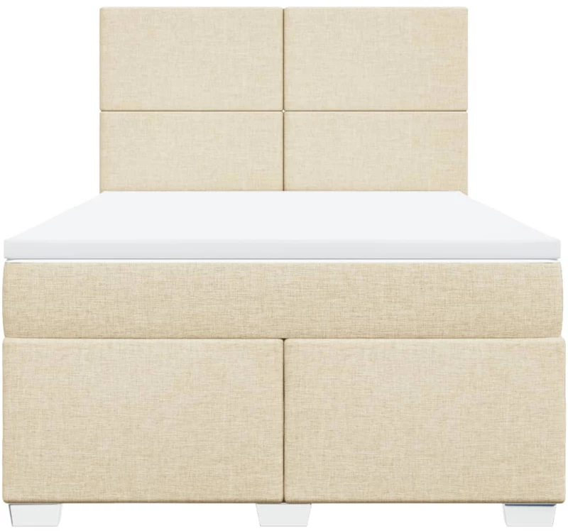 vidaXL Κρεβάτι Boxspring με Στρώμα Κρεμ 140x200 εκ. Υφασμάτινο