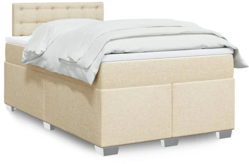 vidaXL Κρεβάτι Boxspring με Στρώμα Κρεμ 120x200 εκ. Υφασμάτινο