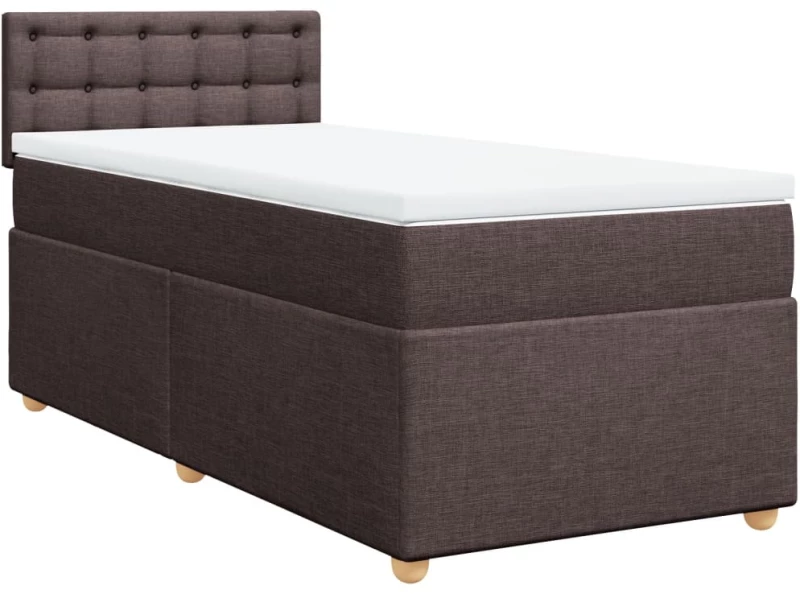 vidaXL Κρεβάτι Boxspring με Στρώμα Σκούρο Καφέ 90x190 εκ. Υφασμάτινο