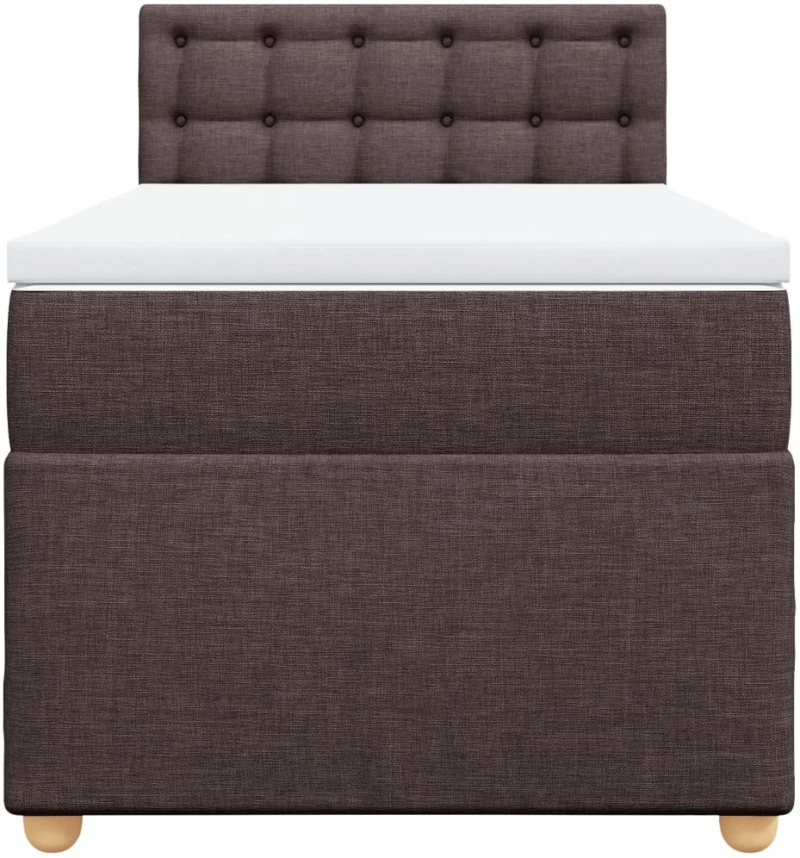 vidaXL Κρεβάτι Boxspring με Στρώμα Σκούρο Καφέ 90x190 εκ. Υφασμάτινο