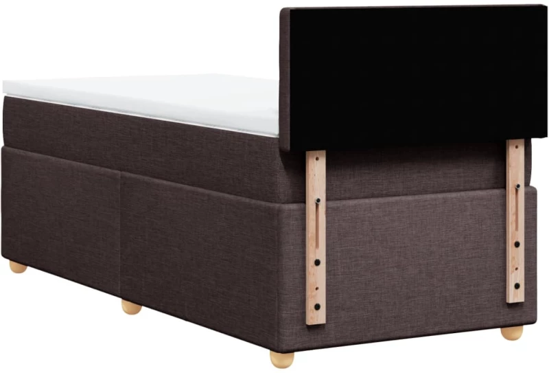 vidaXL Κρεβάτι Boxspring με Στρώμα Σκούρο Καφέ 90x190 εκ. Υφασμάτινο