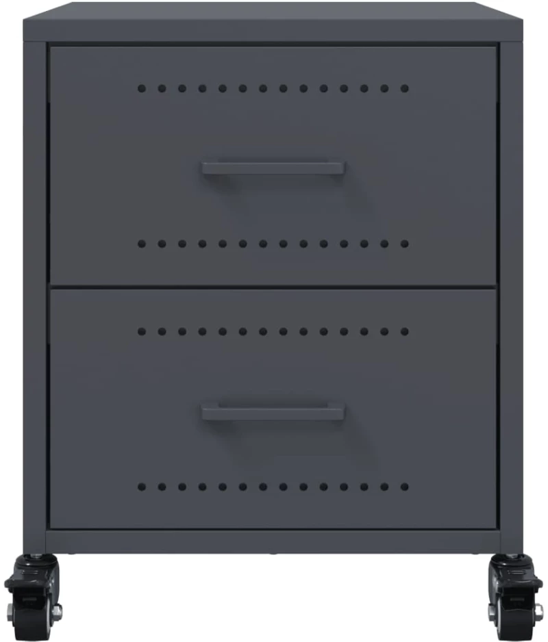 vidaXL Κομοδίνα 2 τεμ. Ανθρακί 36x39x43,5 εκ. από Χάλυβα