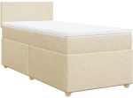 vidaXL Κρεβάτι Boxspring με Στρώμα Κρεμ 90x190 εκ.Υφασμάτινο