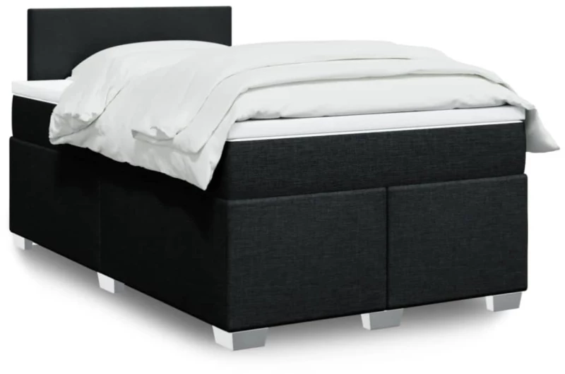 vidaXL Κρεβάτι Boxspring με Στρώμα Μαύρο 120x190 εκ. Υφασμάτινο