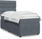 vidaXL Κρεβάτι Boxspring με Στρώμα Σκούρο Γκρι 100x200 εκ. Βελούδινο