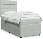 vidaXL Κρεβάτι Boxspring με Στρώμα Ανοιχτό Γκρι 100x200 εκ. Βελούδινο