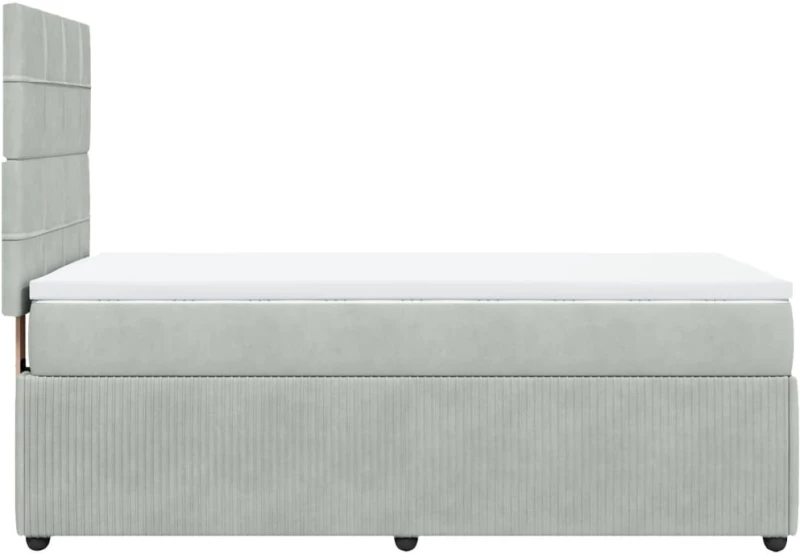 vidaXL Κρεβάτι Boxspring με Στρώμα Ανοιχτό Γκρι 100x200 εκ. Βελούδινο