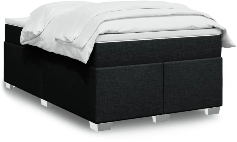 vidaXL Κρεβάτι Boxspring με Στρώμα Μαύρο 120x190 εκ. Υφασμάτινο