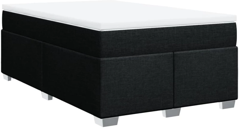vidaXL Κρεβάτι Boxspring με Στρώμα Μαύρο 120x190 εκ. Υφασμάτινο