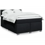 vidaXL Κρεβάτι Boxspring με Στρώμα Μαύρο 140x200 εκ. Υφασμάτινο