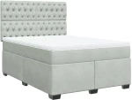 vidaXL Κρεβάτι Boxspring με Στρώμα Ανοιχτό Γκρι 140x200 εκ. Βελούδινο